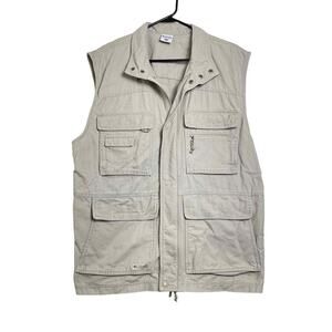 Columbia Khaki Safari Hiking Outdoor Vest Size Men's XL with Zipper Pocket